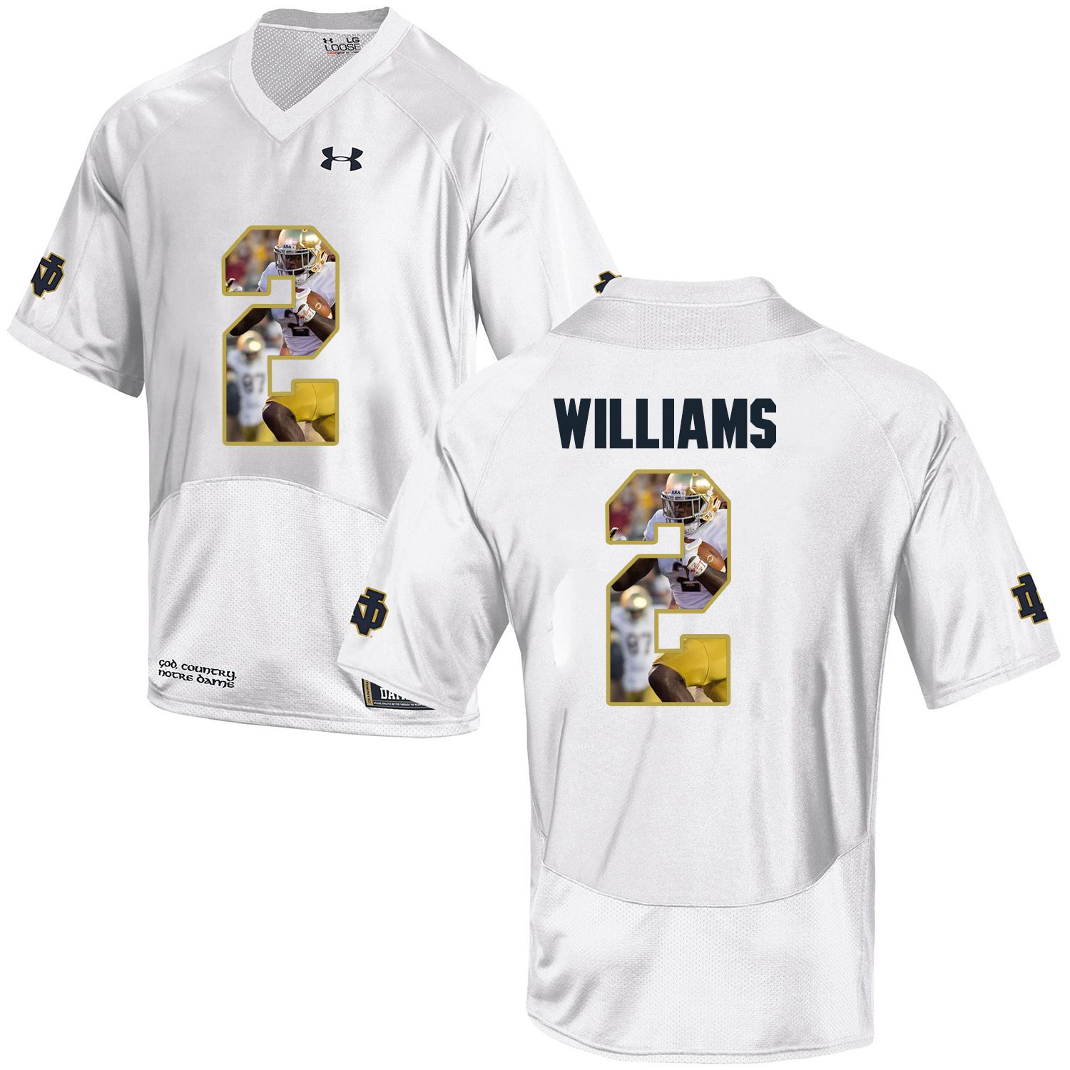 Men Norte Dame Fighting Irish #2 Williams White Fashion Edition Customized NCAA Jerseys->customized ncaa jersey->Custom Jersey